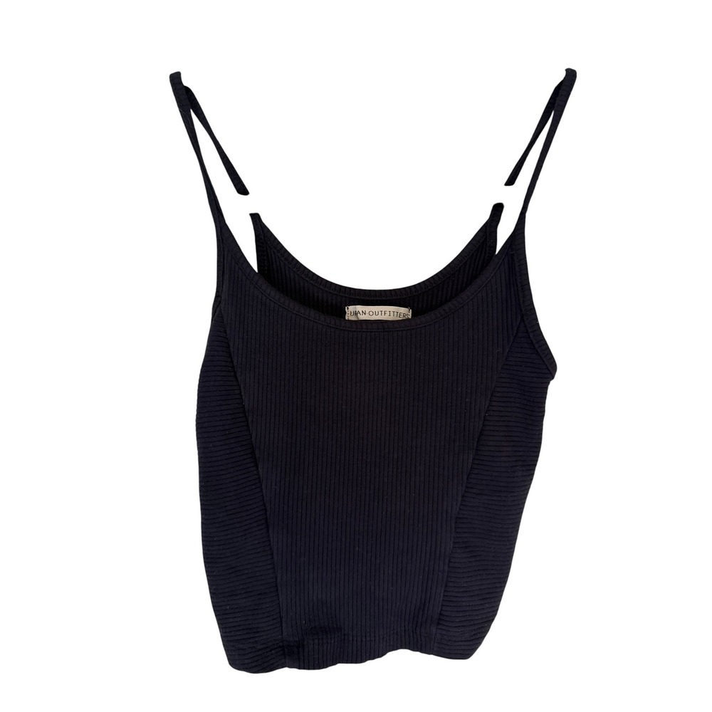Urban Outfitters Ribbed Knit Cami Top Black Spaghetti Strap XS